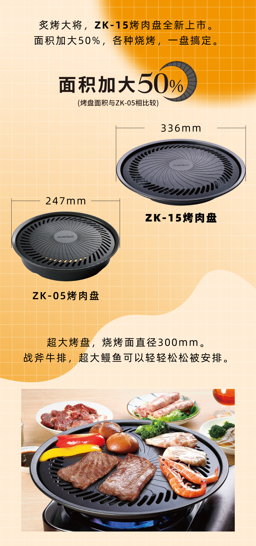 炙烤大將，zk-15全新上市。面積加大50%，各種燒烤，一盤搞定。